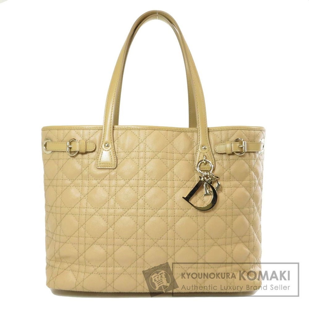 Christian Dior Logo Charm Tote Bag Leather